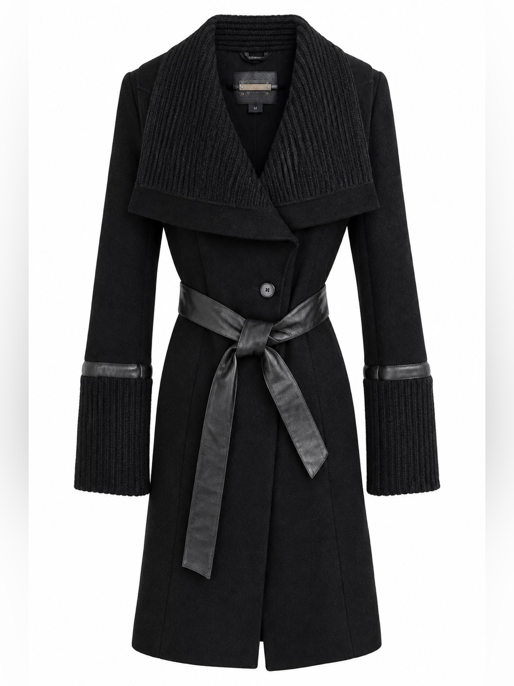 Mackage Black Cardigan with Leather Accents